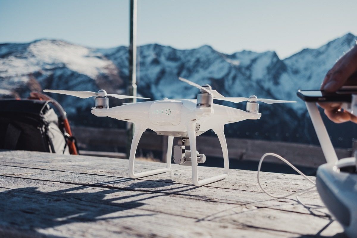 drone in mountains