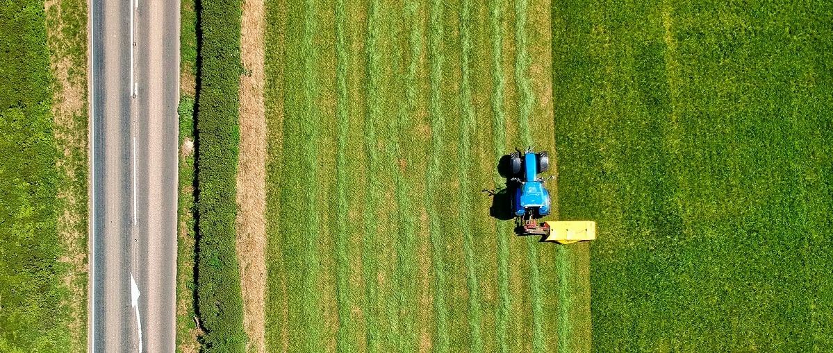 drone picture of tractor