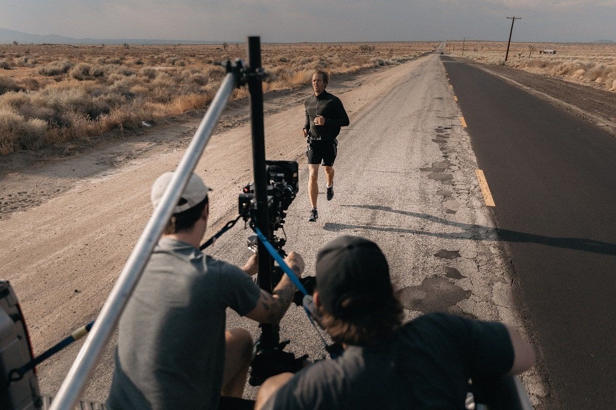 filming a man running