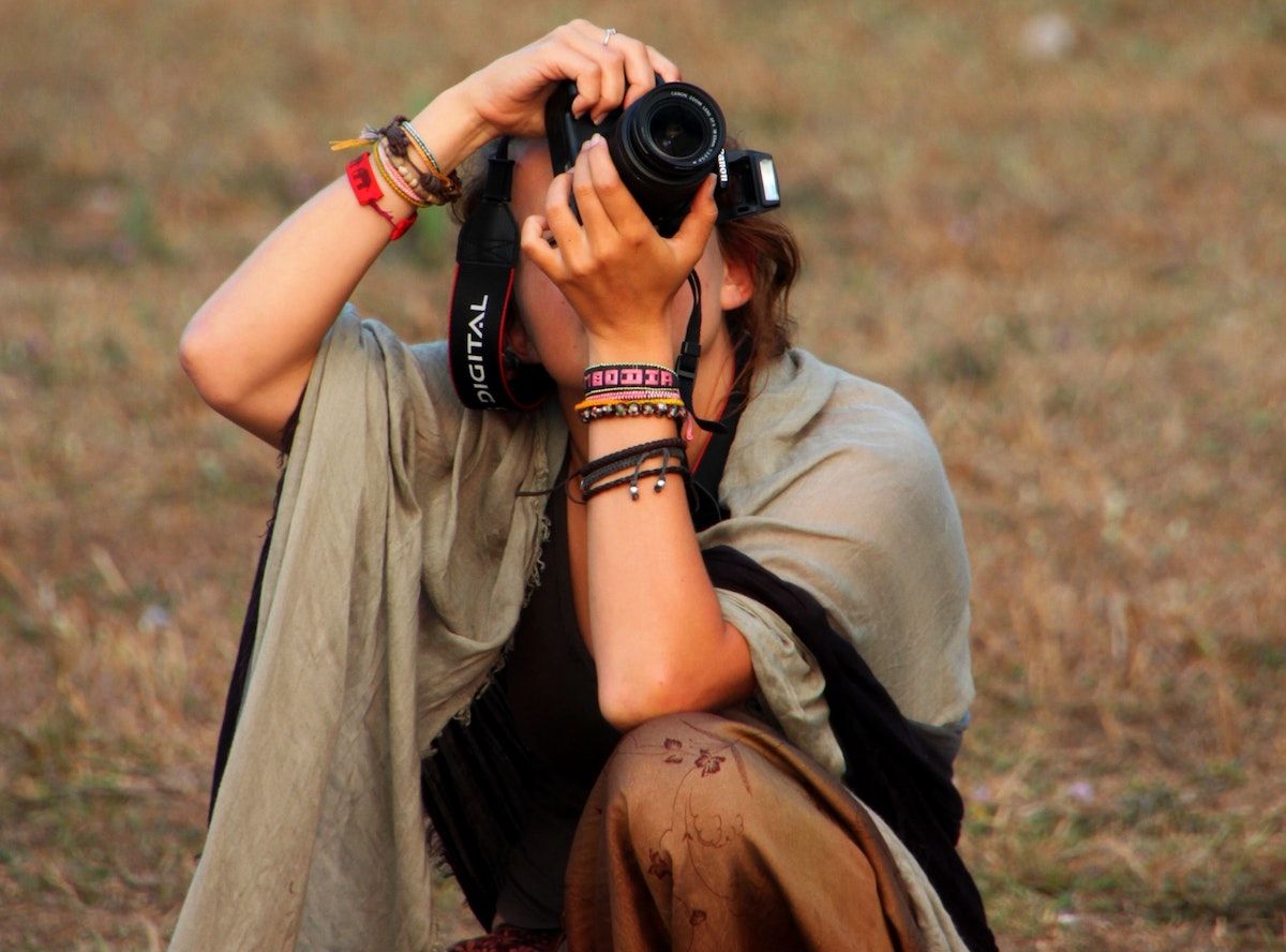 photographer outside shooting up