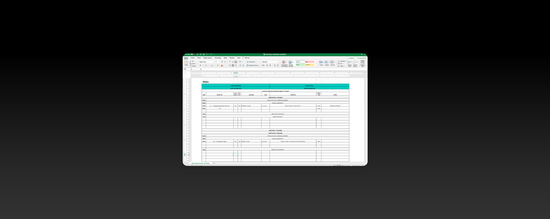 Shooting Schedule Template | Download Your FREE Template Here | Wedio