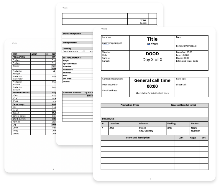 Free Call Sheet Template