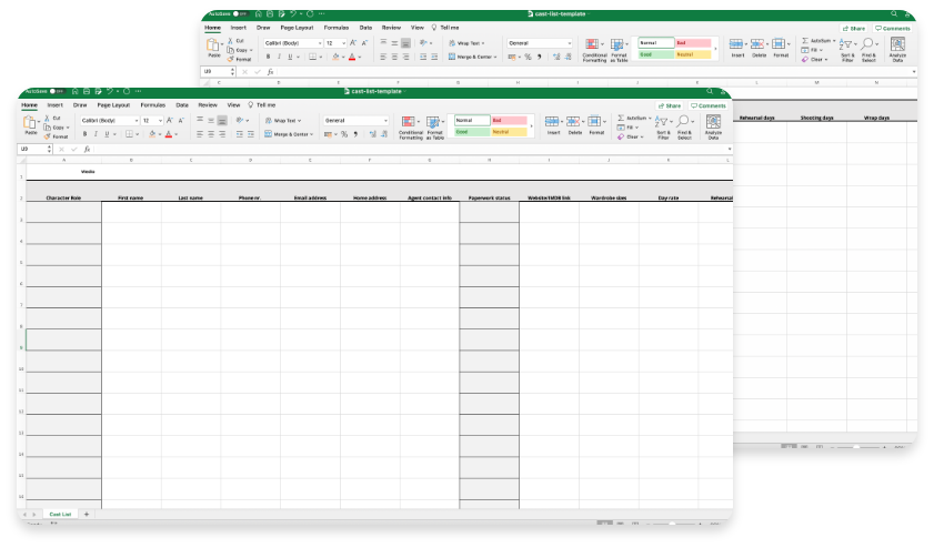 Cast List Template Download Your FREE Template Here Google Sheet 