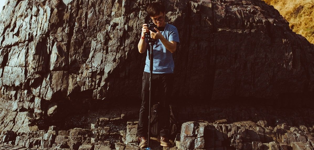 photographer with monopod