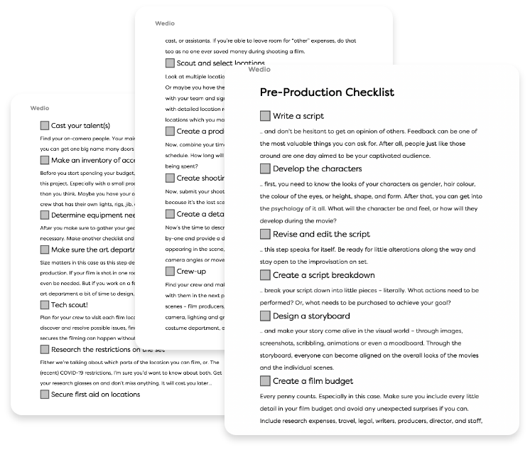 Pre Production Checklist Download Your FREE Template Here Wedio