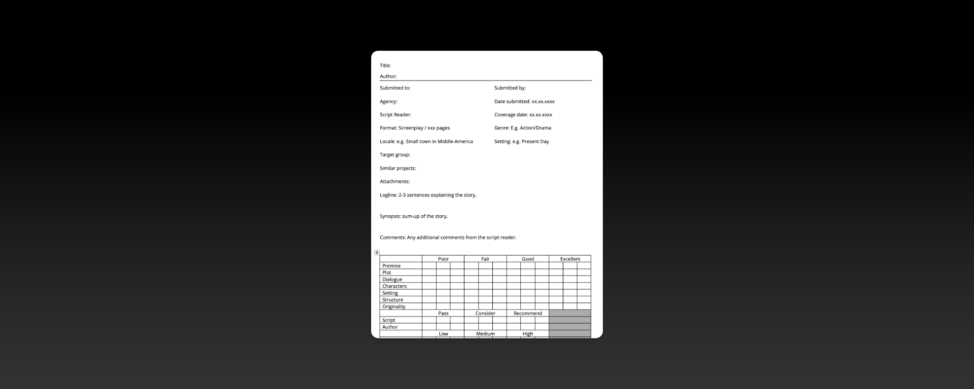 Script Coverage Template