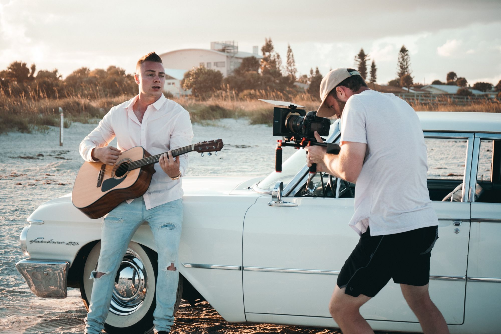 Music video filming outdoors