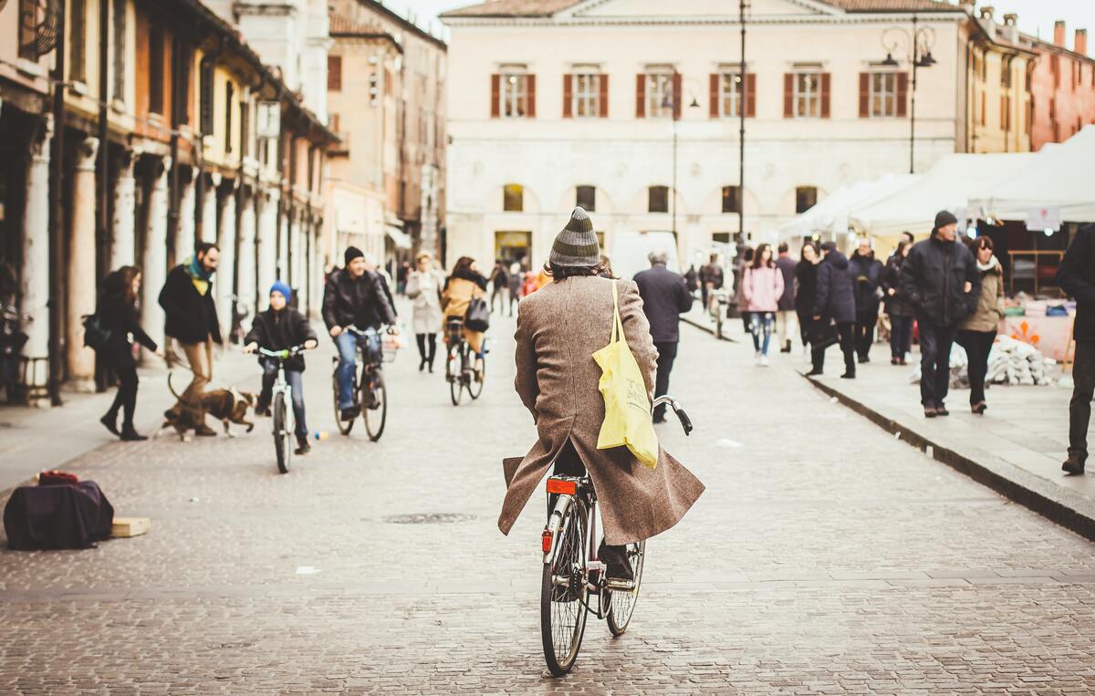 cycling in a city picture