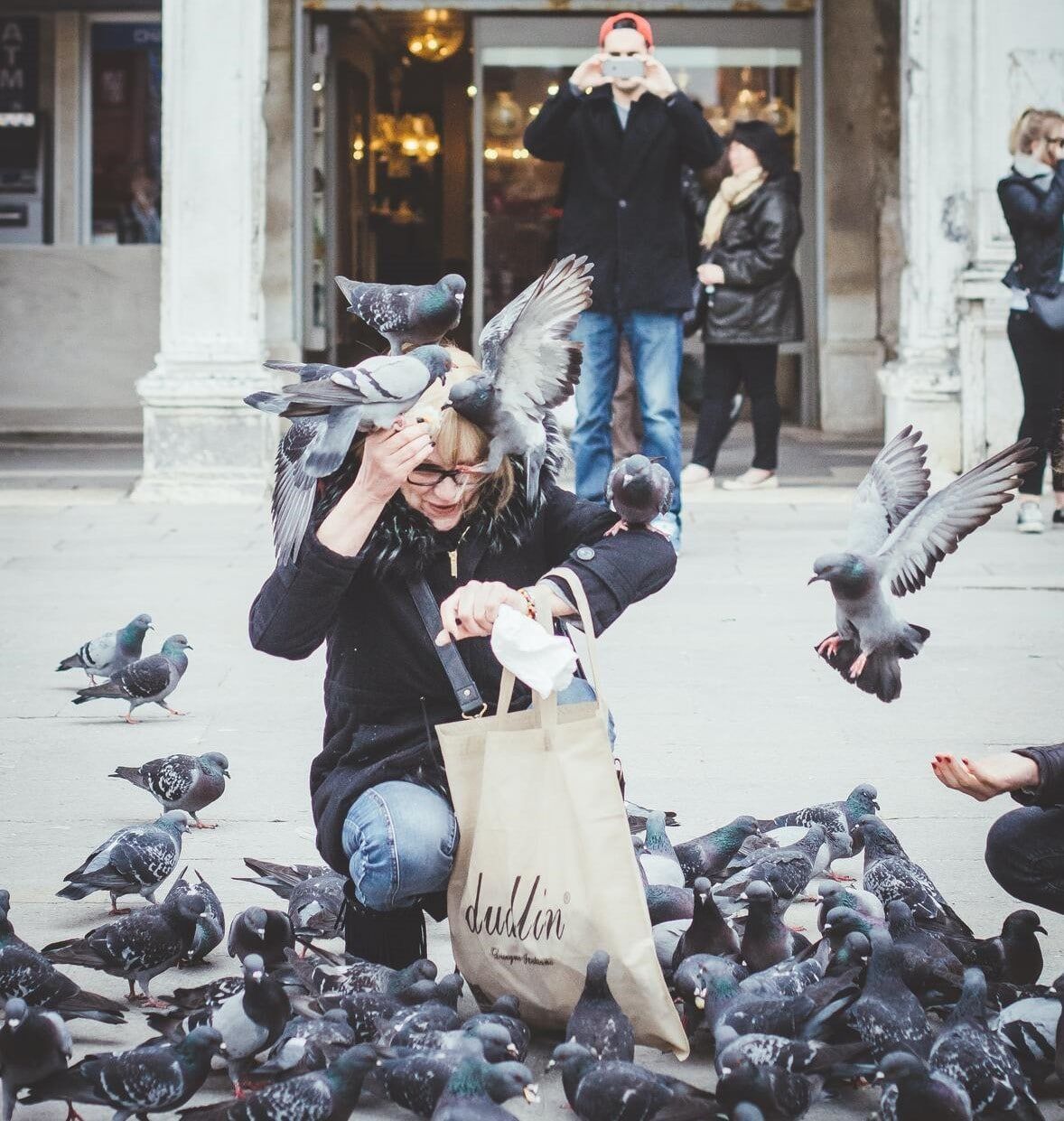 feeding pidgeons lifestyle photography