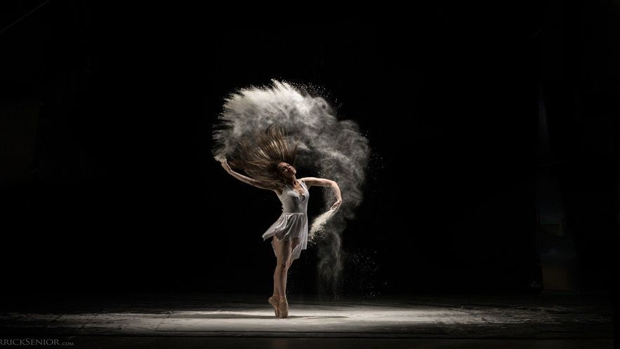action shot with powder dust ballet photography