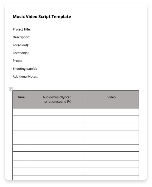 Music Video Treatment Template Download Blackangusvanwert