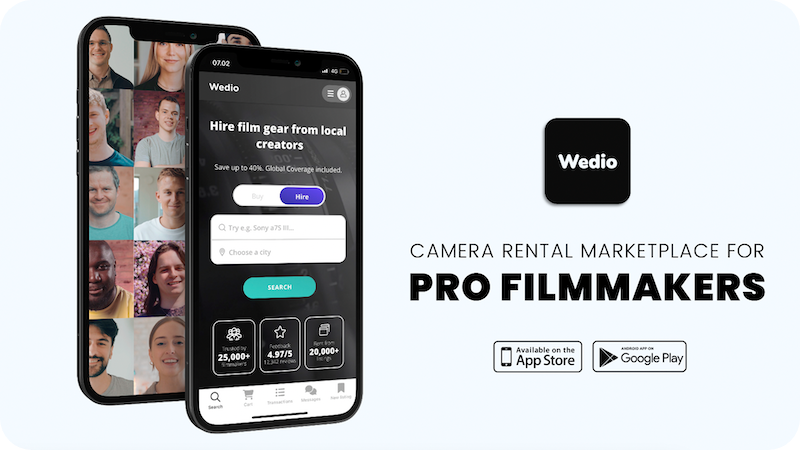 Wedio Mobile App: The first camera rental marketplace for pro filmmakers