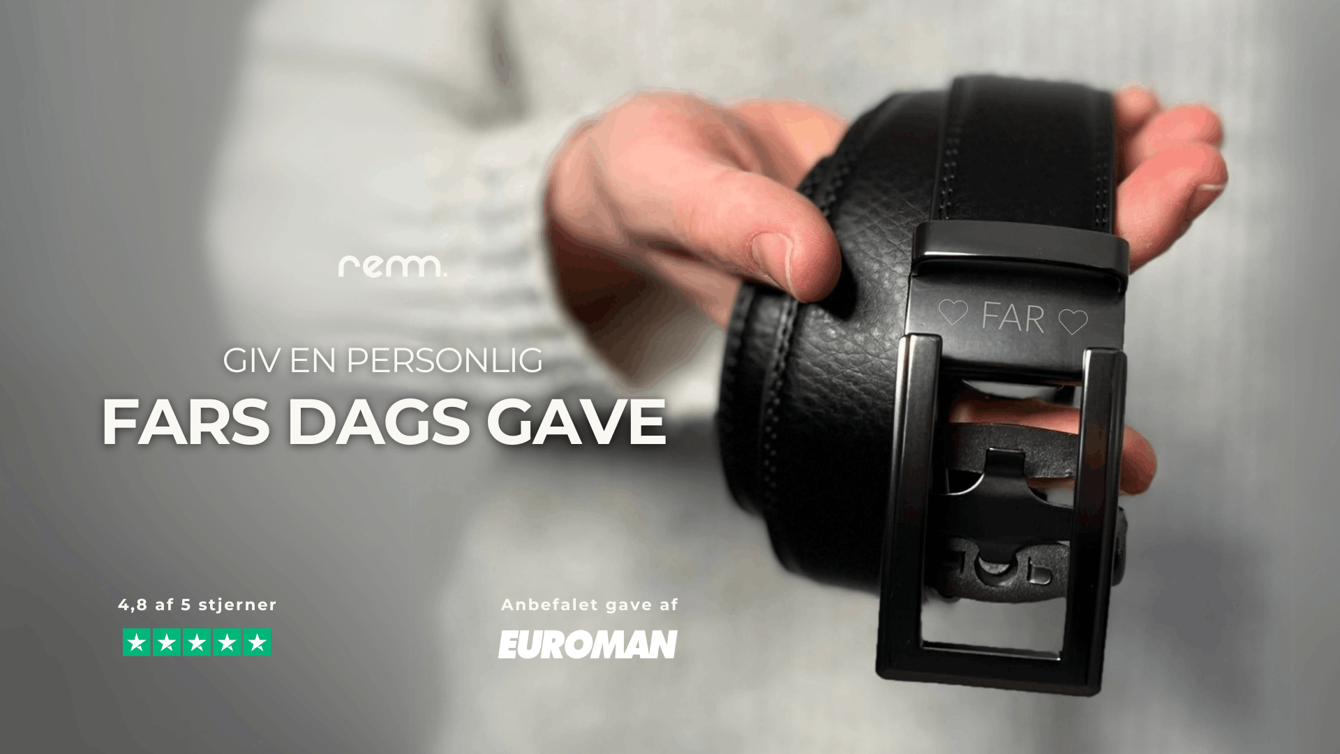 Idé til fars dags gave: læderbælte uden huller med personlig indgravering fra dansk remm.dk