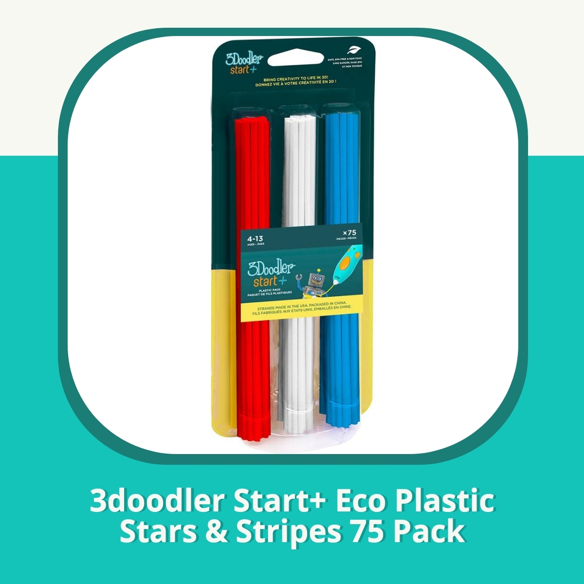 Recension af 3doodler Start+ Eco Plastic Stars & Stripes 75 Pack