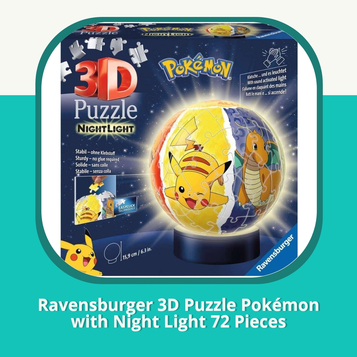 Recension Ravensburger 3D Puzzle Pokémon with Night Light 72 Pieces