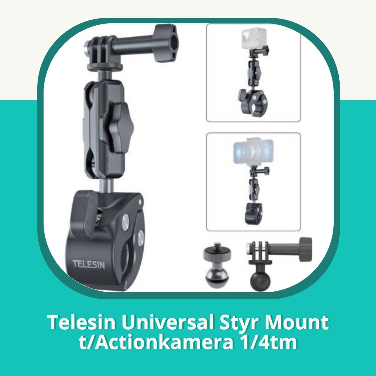 Anmeldelse af Telesin Universal Styr Mount t/Actionkamera 1/4tm