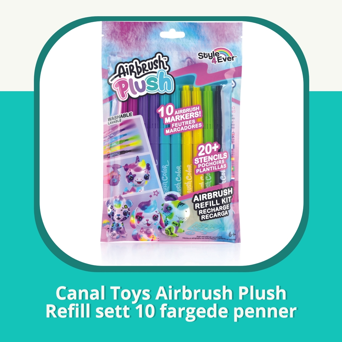 Anmeldelse Canal Toys Airbrush Plush Refill sett 10 fargede penner