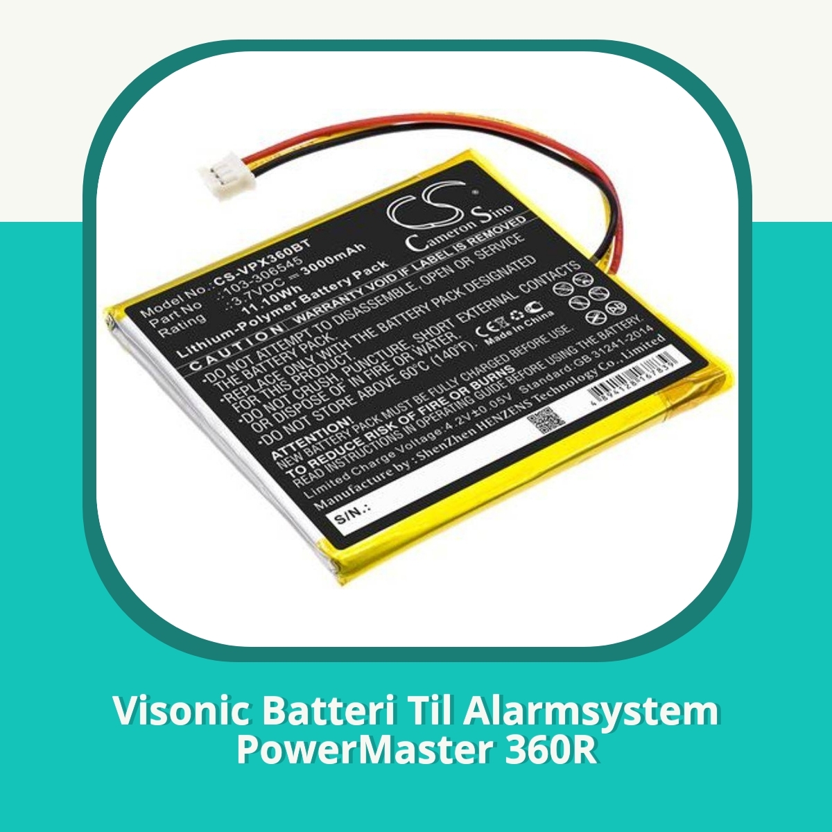 Anmeldelse Visonic Batteri Til Alarmsystem PowerMaster 360R