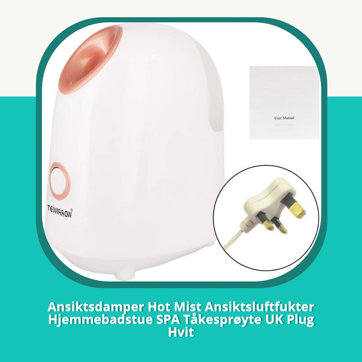 Anmeldelse Ansiktsdamper Hot Mist Ansiktsluftfukter Hjemmebadstue SPA Tåkesprøyte UK Plug Hvit