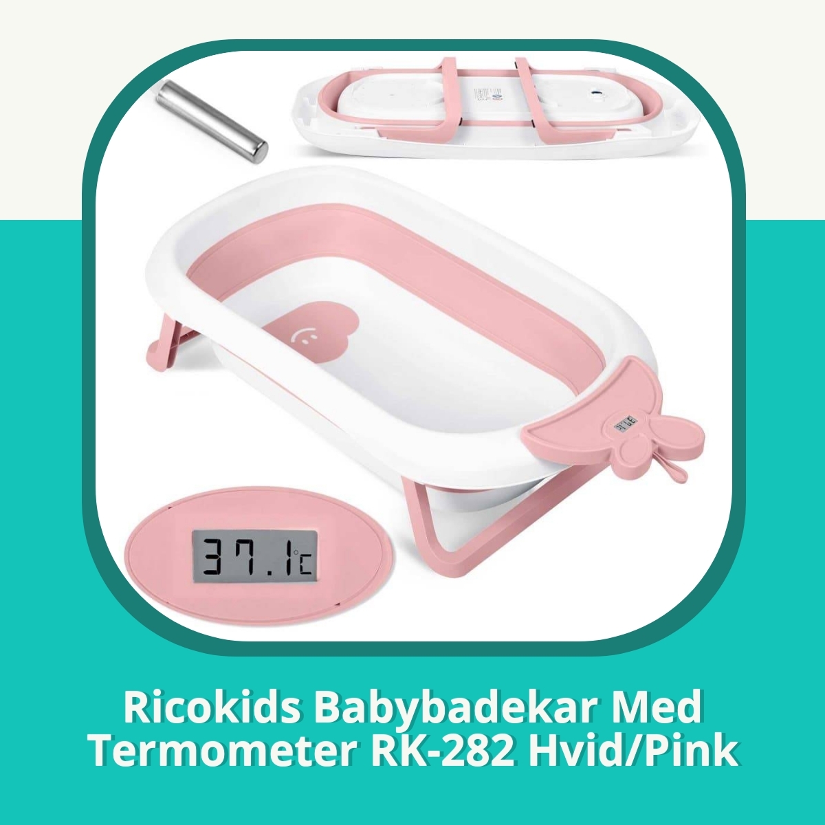 Anmeldelse af Ricokids Babybadekar Med Termometer RK-282 Hvid/Pink