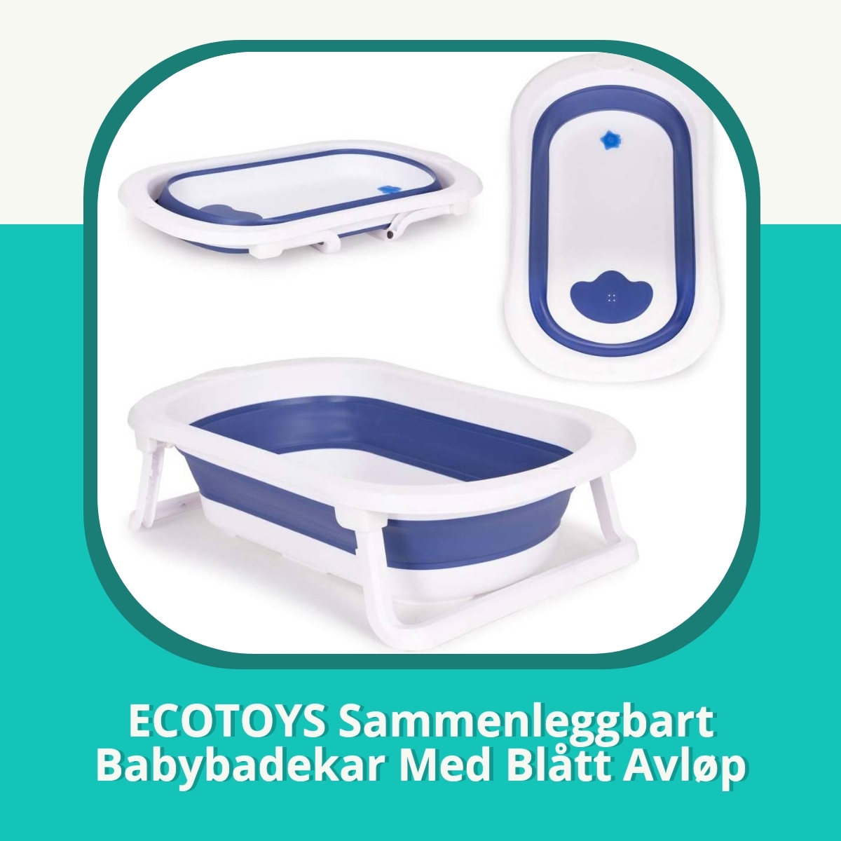 Anmeldelse af ECOTOYS Sammenleggbart Babybadekar Med Blått Avløp