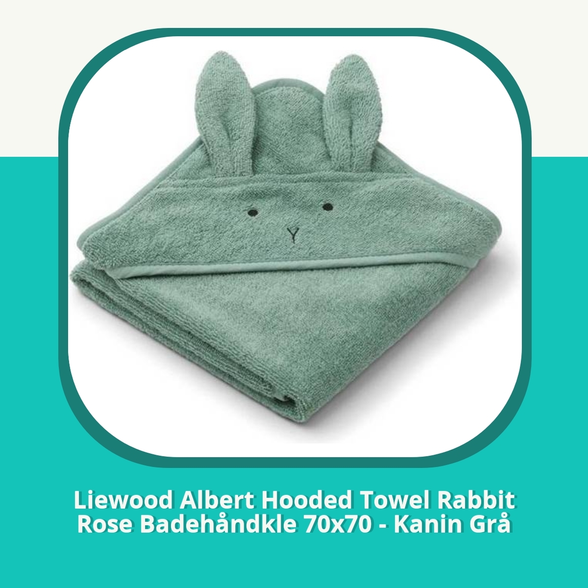 Anmeldelse af Liewood Albert Hooded Towel Rabbit Rose Badehåndkle 70x70 - Kanin Grå