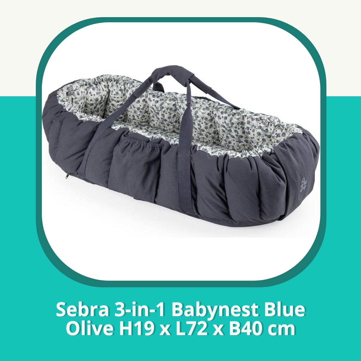 Recension af Sebra 3-in-1 Babynest Blue Olive H19 x L72 x B40 cm