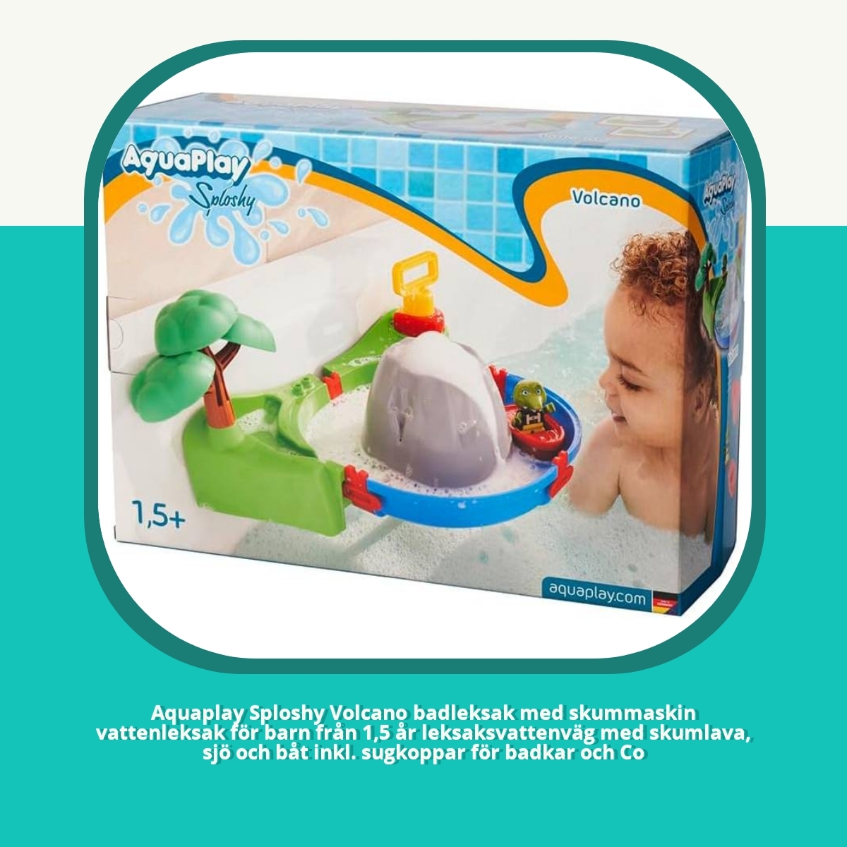 Recension Aquaplay Sploshy Volcano badleksak med skummaskin vattenleksak för barn från 1,5 år leksaksvattenväg med skumlava, sjö och båt inkl. sugkoppar för badkar och Co