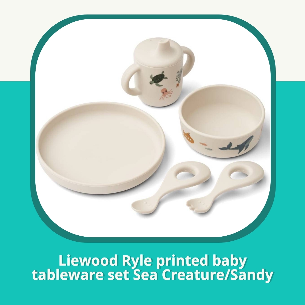 Anmeldelse af Liewood Ryle printed baby tableware set Sea Creature/Sandy