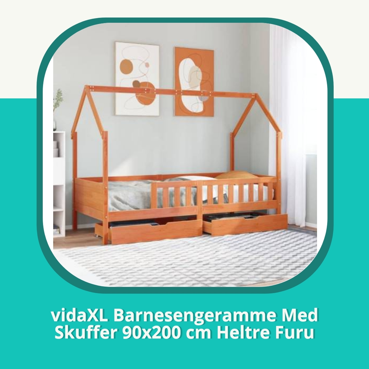 Anmeldelse vidaXL Barnesengeramme Med Skuffer 90x200 cm Heltre Furu