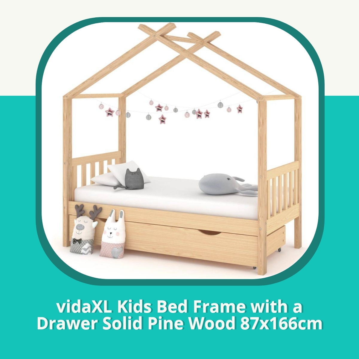 Recension af vidaXL Kids Bed Frame with a Drawer Solid Pine Wood 87x166cm