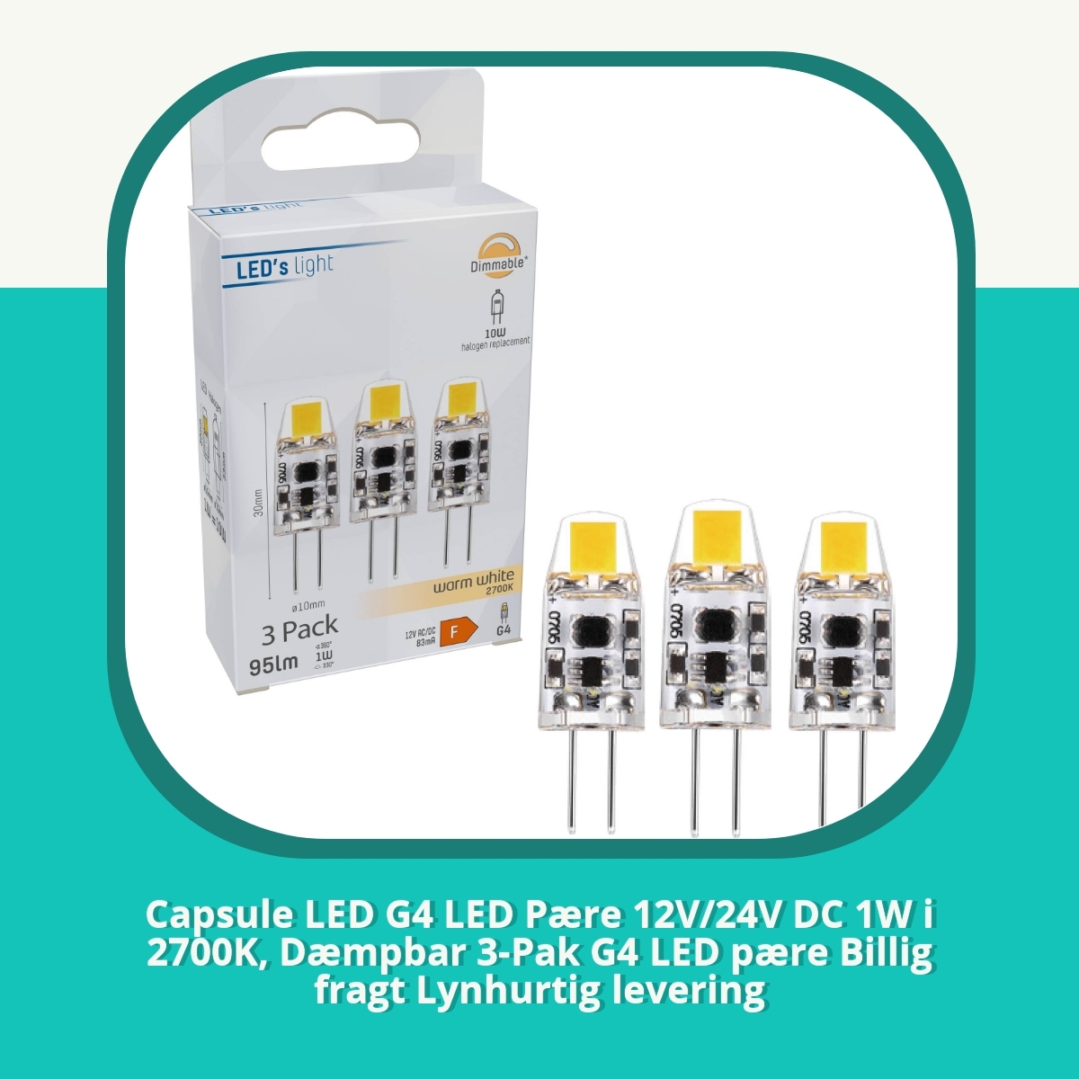 Anmeldelse af Capsule LED G4 LED Pære 12V/24V DC 1W i 2700K, Dæmpbar 3-Pak G4 LED pære Billig fragt Lynhurtig levering