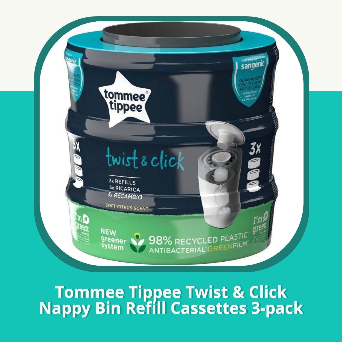 Anmeldelse af Tommee Tippee Twist & Click Nappy Bin Refill Cassettes 3-pack