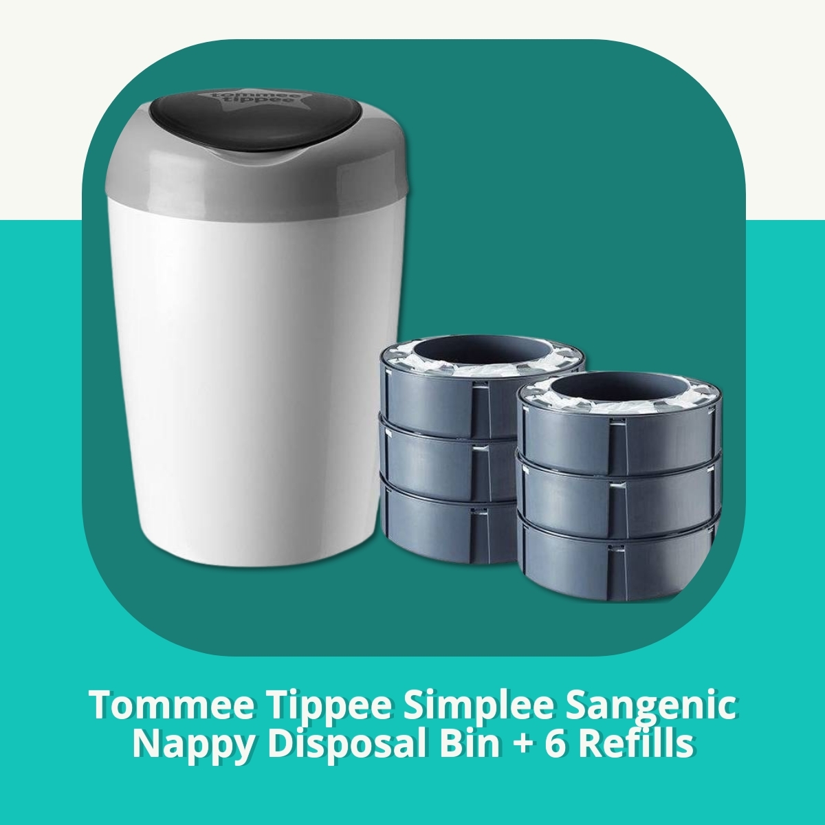 Anmeldelse af Tommee Tippee Simplee Sangenic Nappy Disposal Bin + 6 Refills