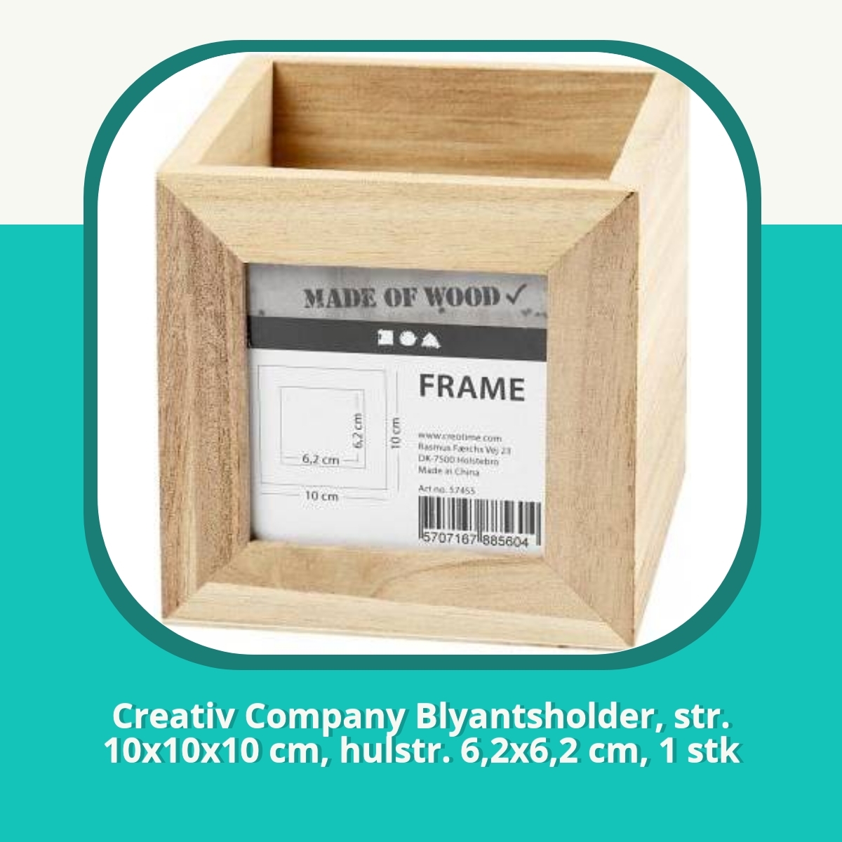 Anmeldelse af Creativ Company Blyantsholder, str. 10x10x10 cm, hulstr. 6,2x6,2 cm, 1 stk