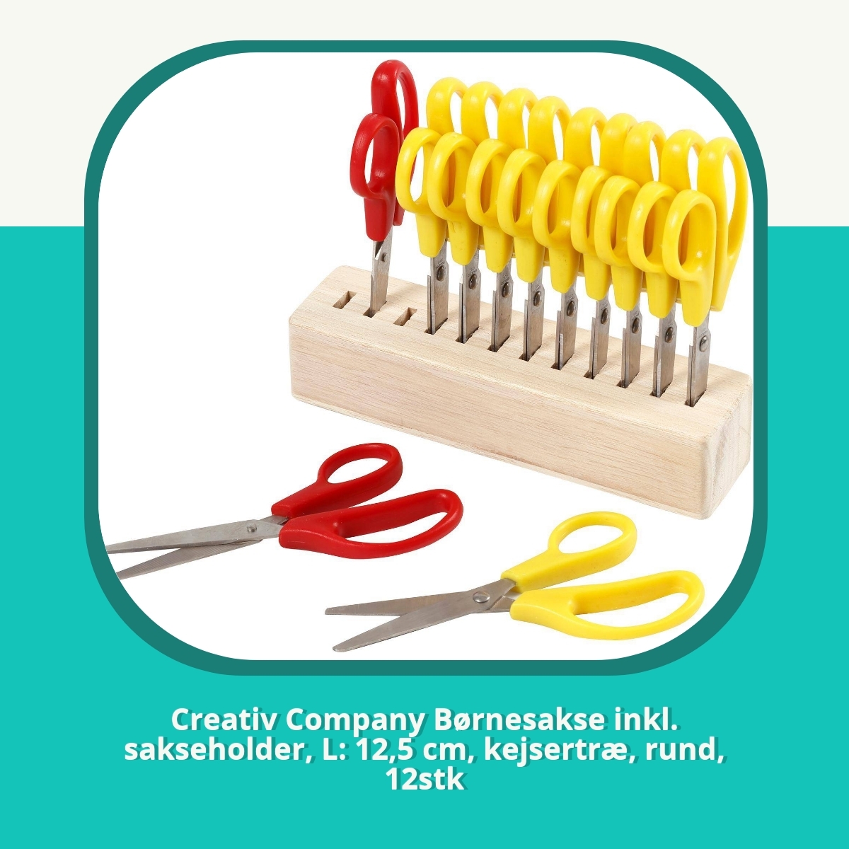 Anmeldelse af Creativ Company Børnesakse inkl. sakseholder, L: 12,5 cm, kejsertræ, rund, 12stk