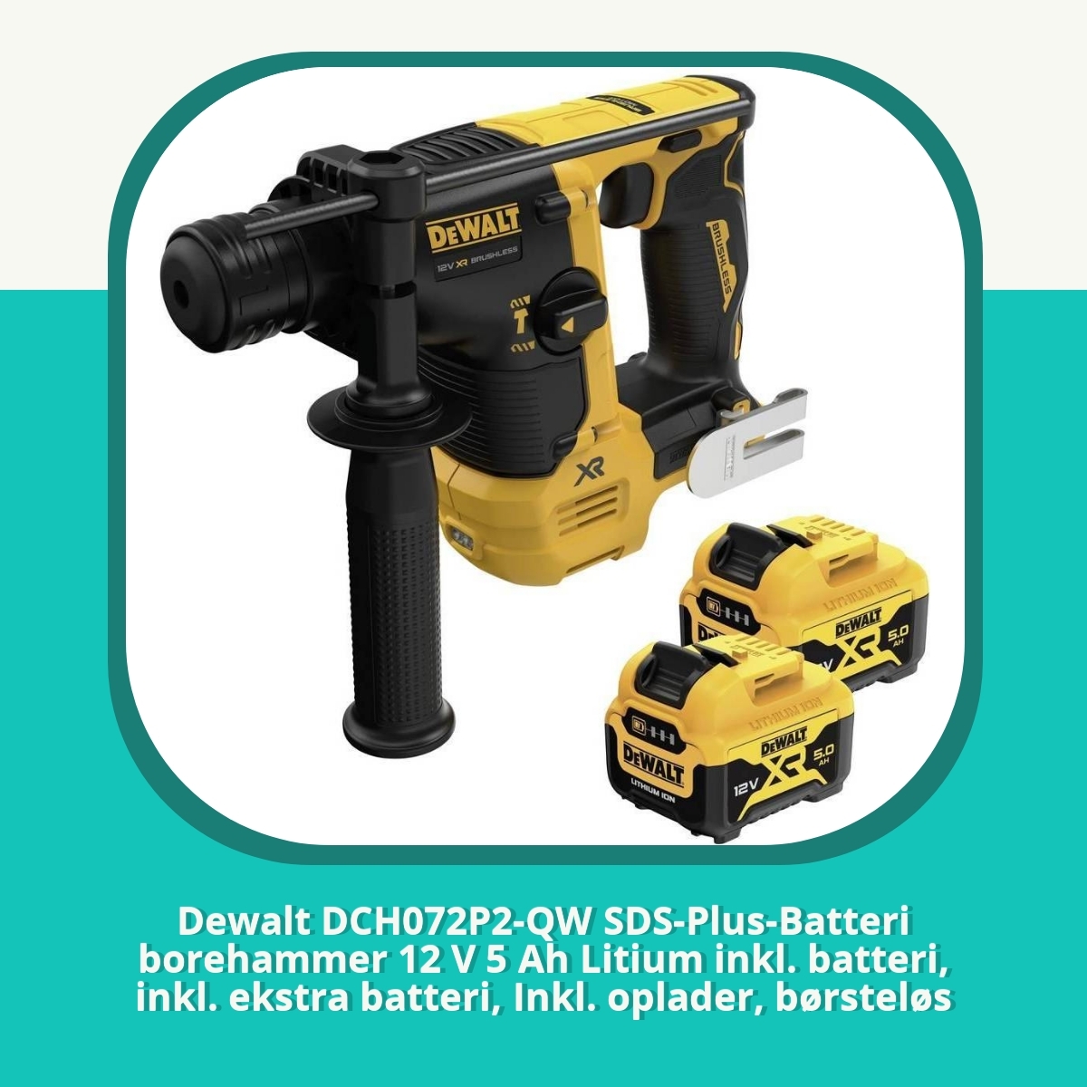 Anmeldelse af Dewalt DCH072P2-QW SDS-Plus-Batteri borehammer 12 V 5 Ah Litium inkl. batteri, inkl. ekstra batteri, Inkl. oplader, børsteløs