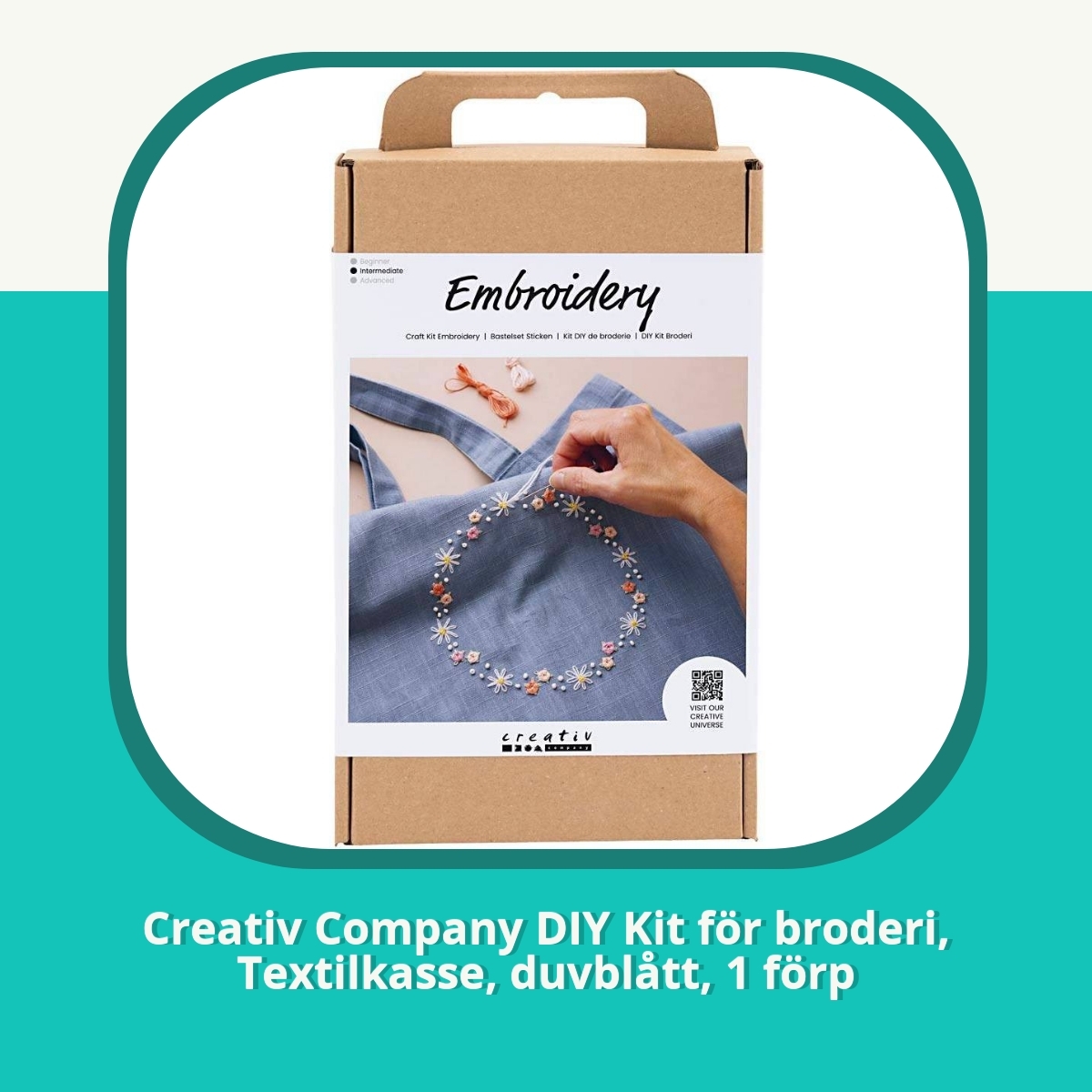 Recension af Creativ Company DIY Kit för broderi, Textilkasse, duvblått, 1 förp