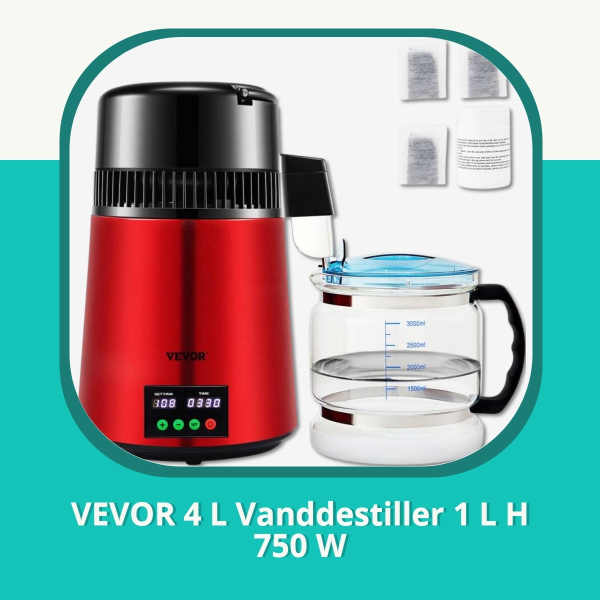 Anmeldelse af VEVOR 4 L Vanddestiller 1 L H 750 W