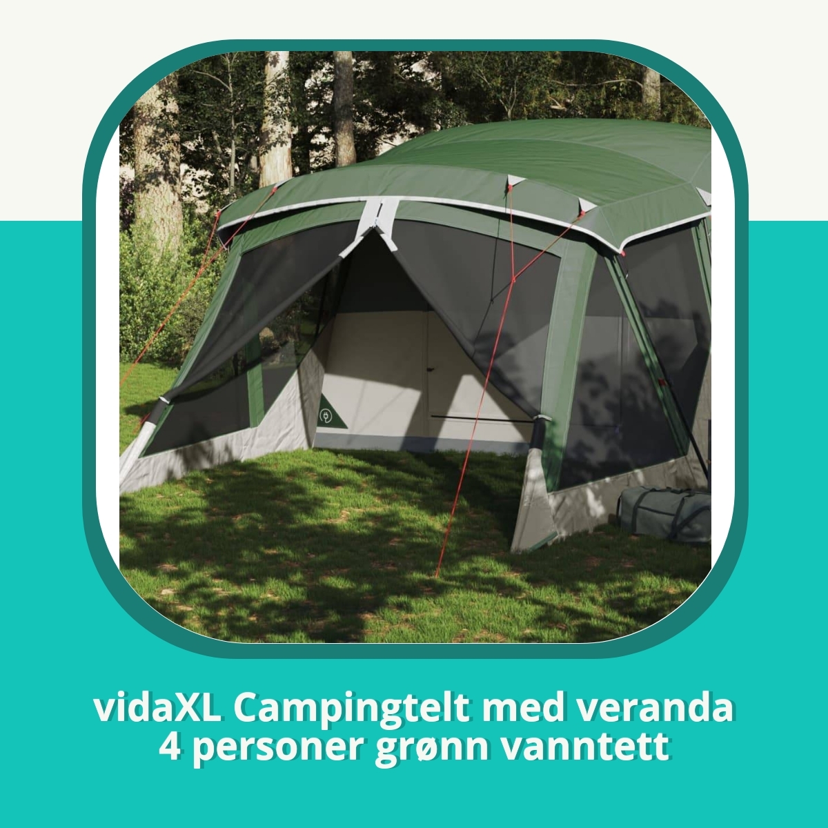 Anmeldelse af vidaXL Campingtelt med veranda 4 personer grønn vanntett