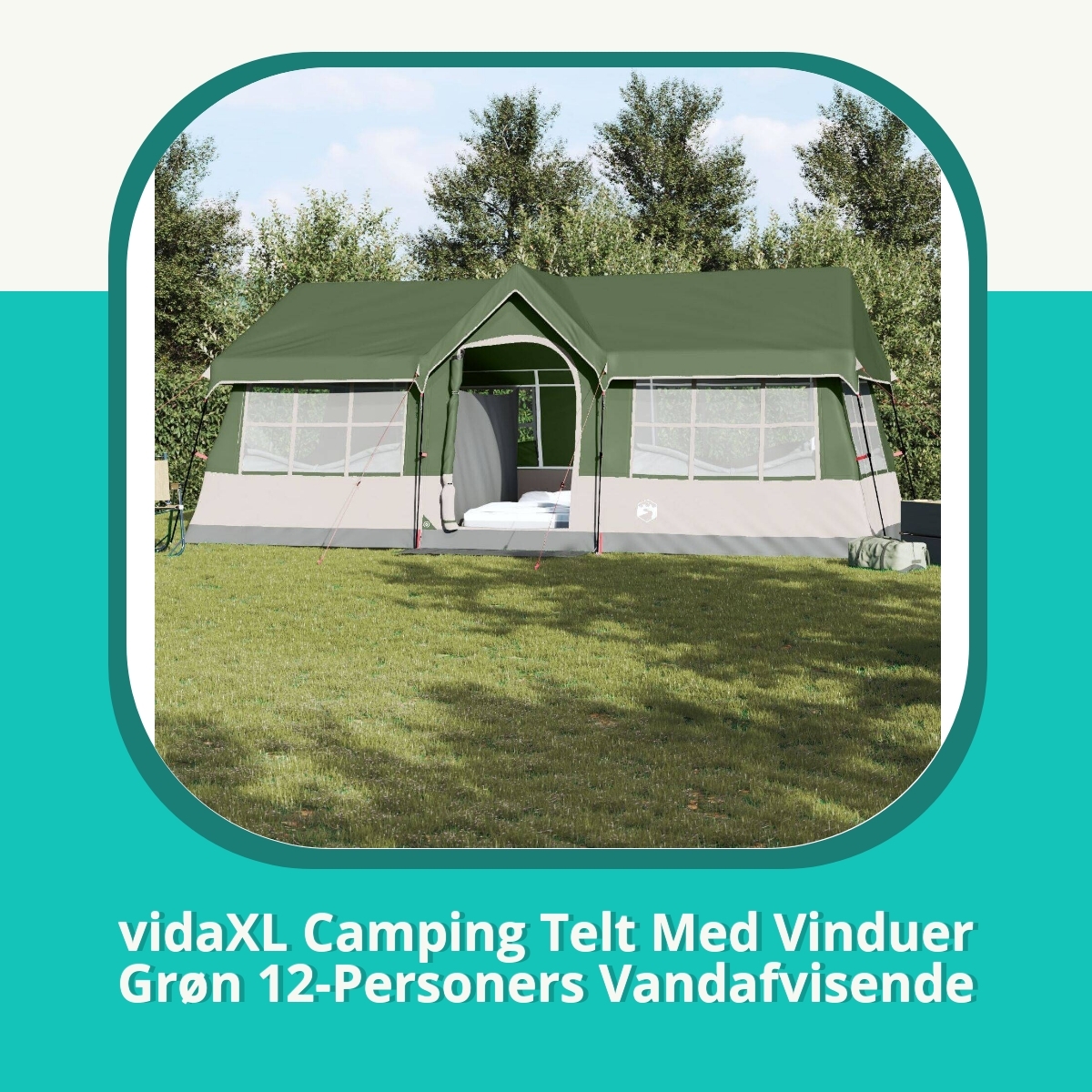 Anmeldelse af vidaXL Camping Telt Med Vinduer Grøn 12-Personers Vandafvisende