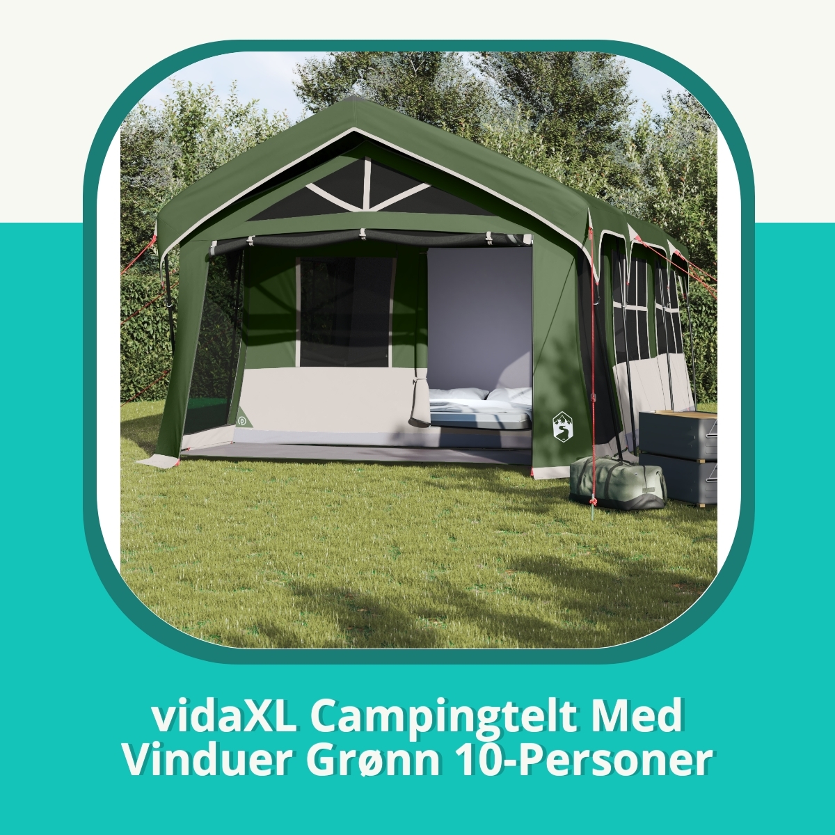Anmeldelse af vidaXL Campingtelt Med Vinduer Grøn Til 10 Personer