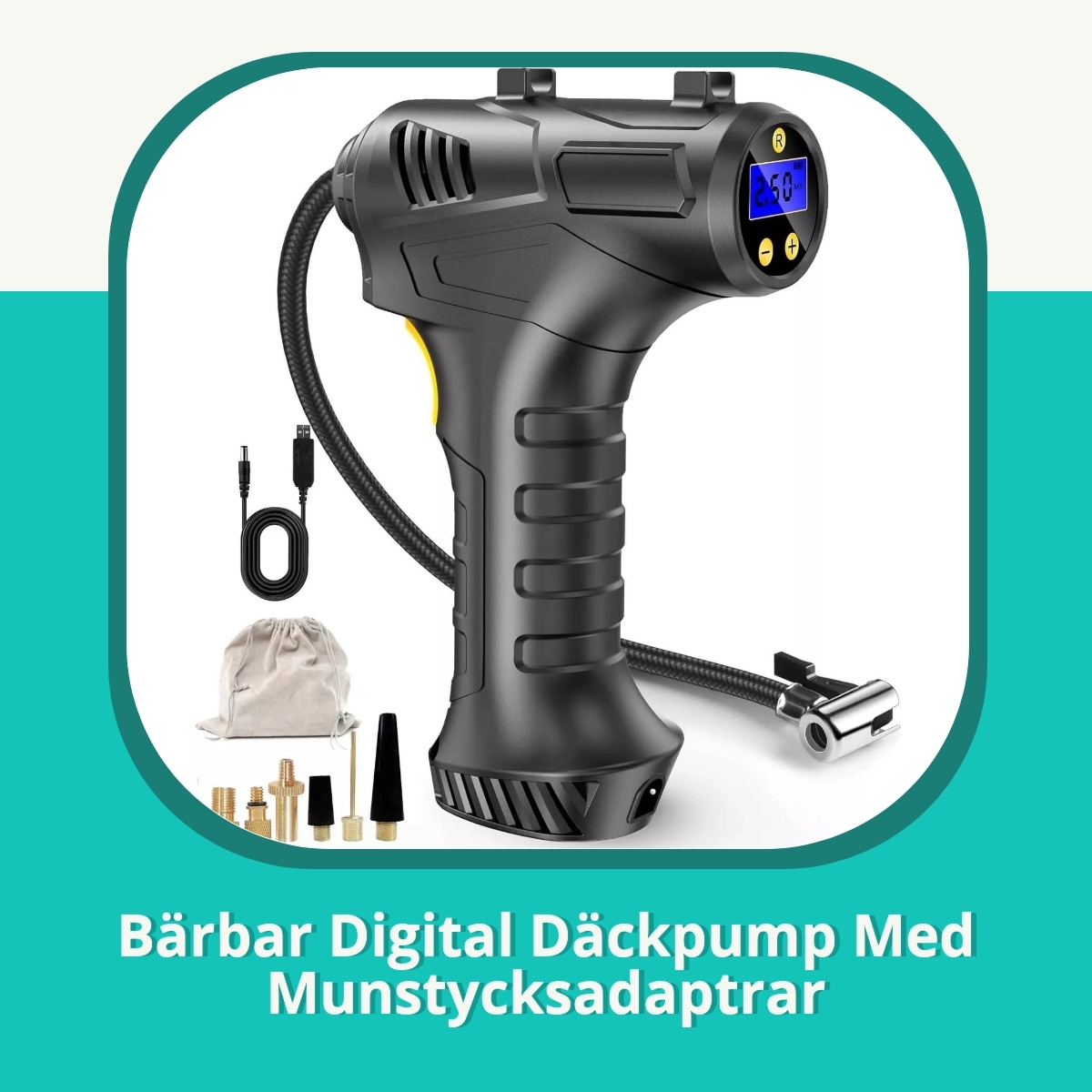 Recension af Bärbar Digital Däckpump Med Munstycksadaptrar