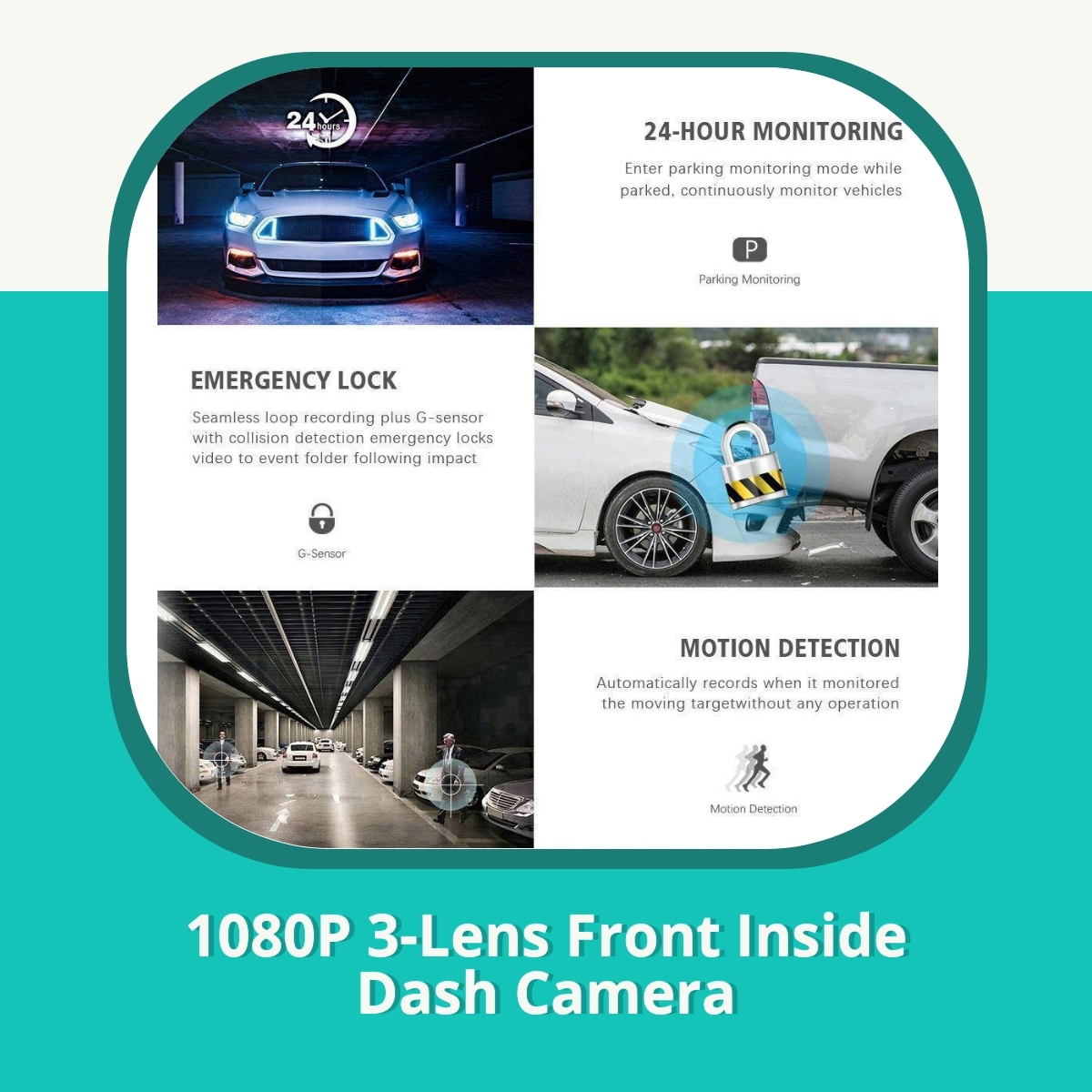 Recension af 1080P 3-Lens Front Inside Dash Camera