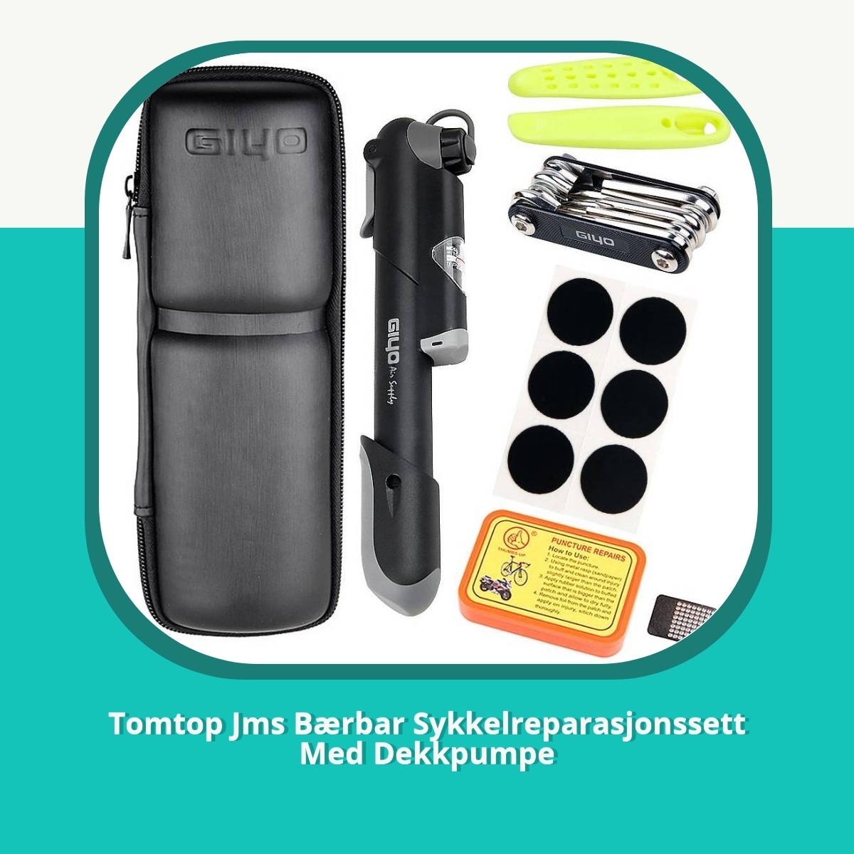 Anmeldelse Tomtop Jms Bærbar Sykkelreparasjonssett Med Dekkpumpe