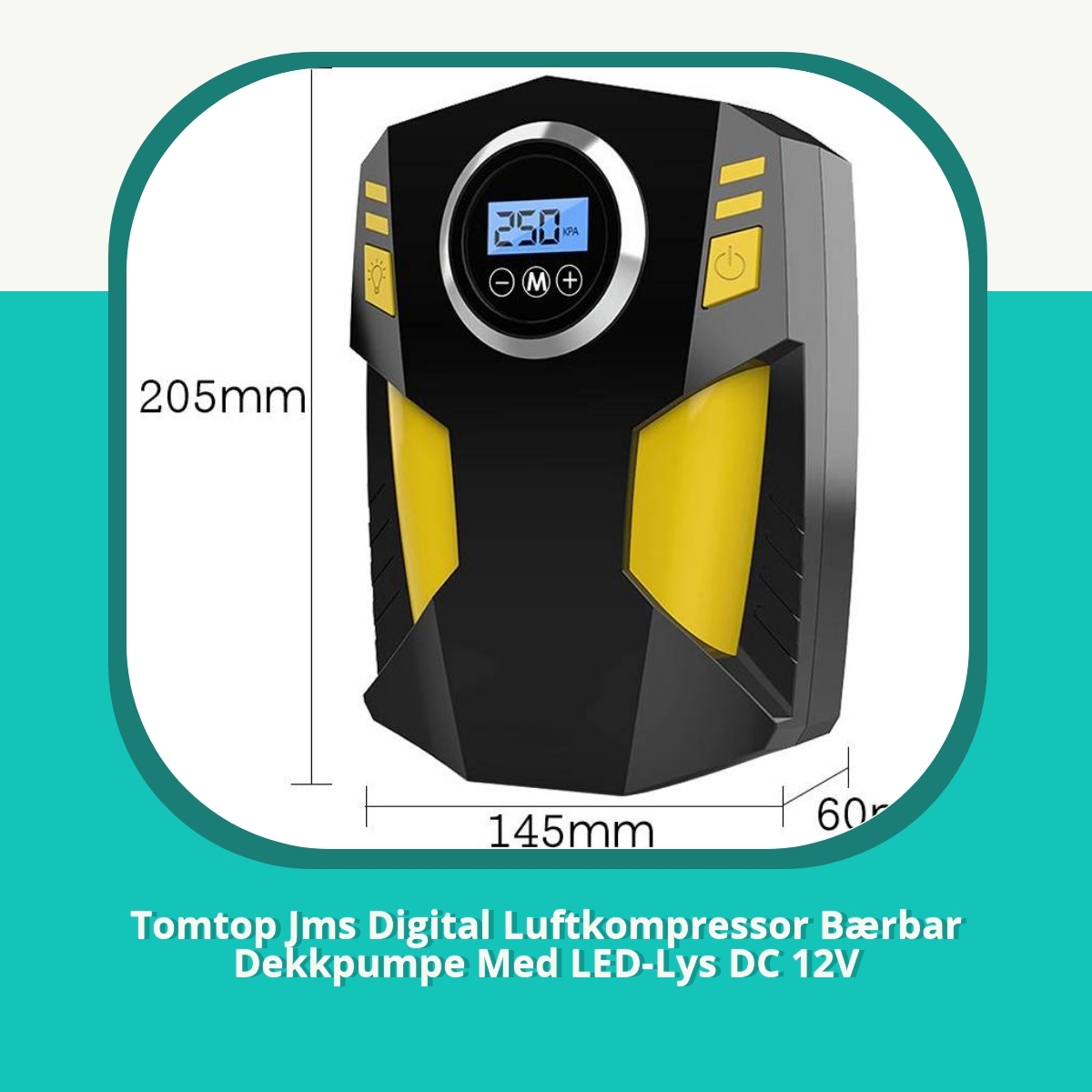 Anmeldelse af Tomtop Jms Digital Luftkompressor Bærbar Dekkpumpe Med LED-Lys DC 12V