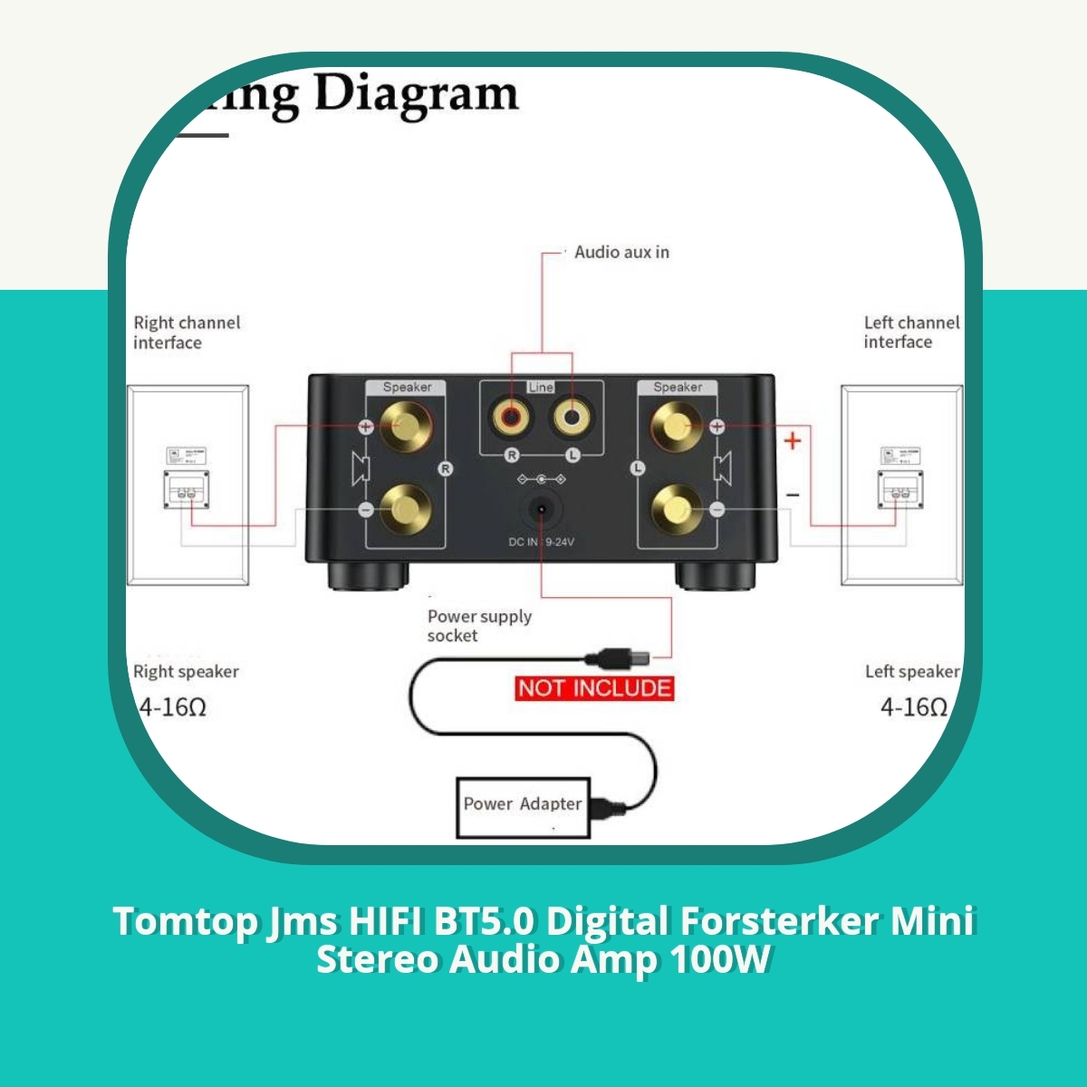 Anmeldelse af Tomtop Jms HIFI BT5.0 Digital Forsterker Mini Stereo Audio Amp 100W