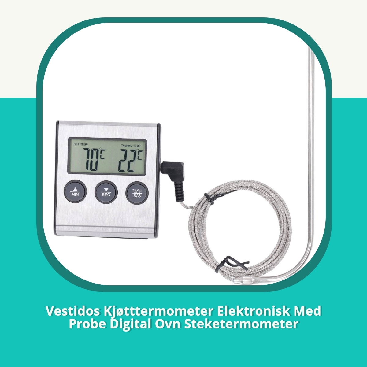 Anmeldelse af Vestidos Kjøtttermometer Elektronisk Med Probe Digital Ovn Steketermometer
