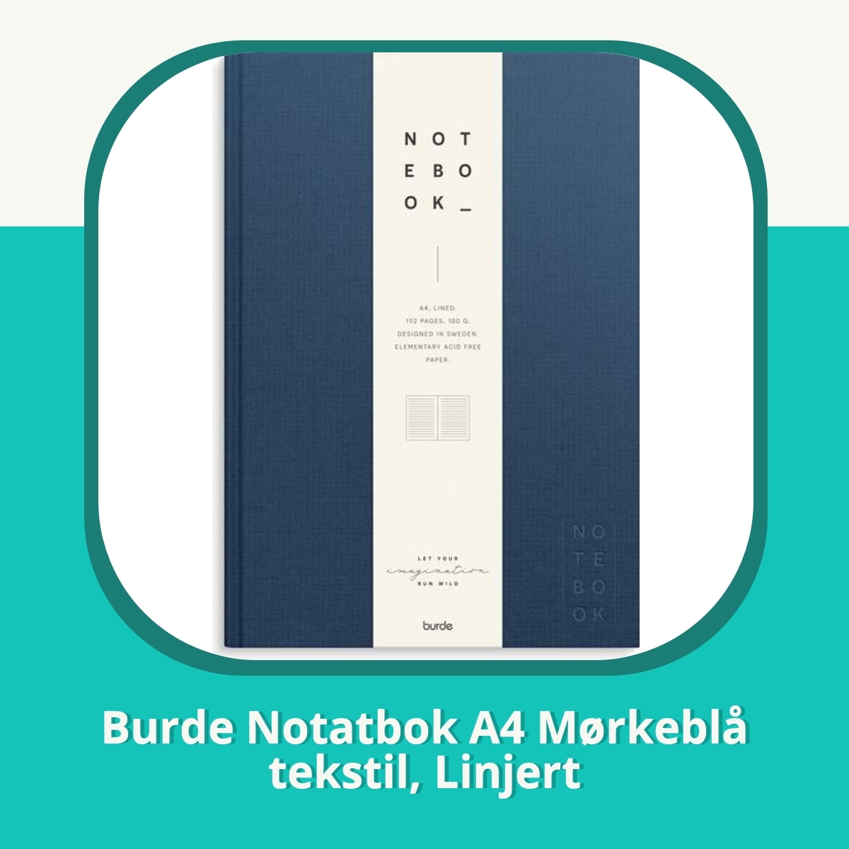 Anmeldelse Burde Notatbok A4 Mørkeblå tekstil, Linjert