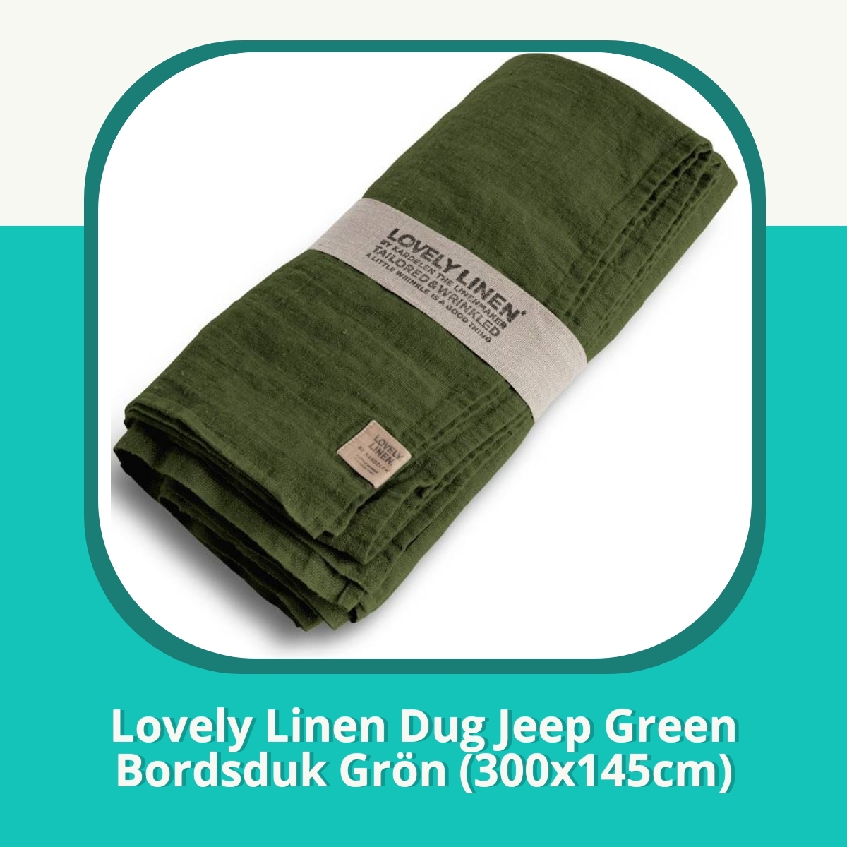 Recension Lovely Linen Dug Jeep Green Bordsduk Grön (300x145cm)